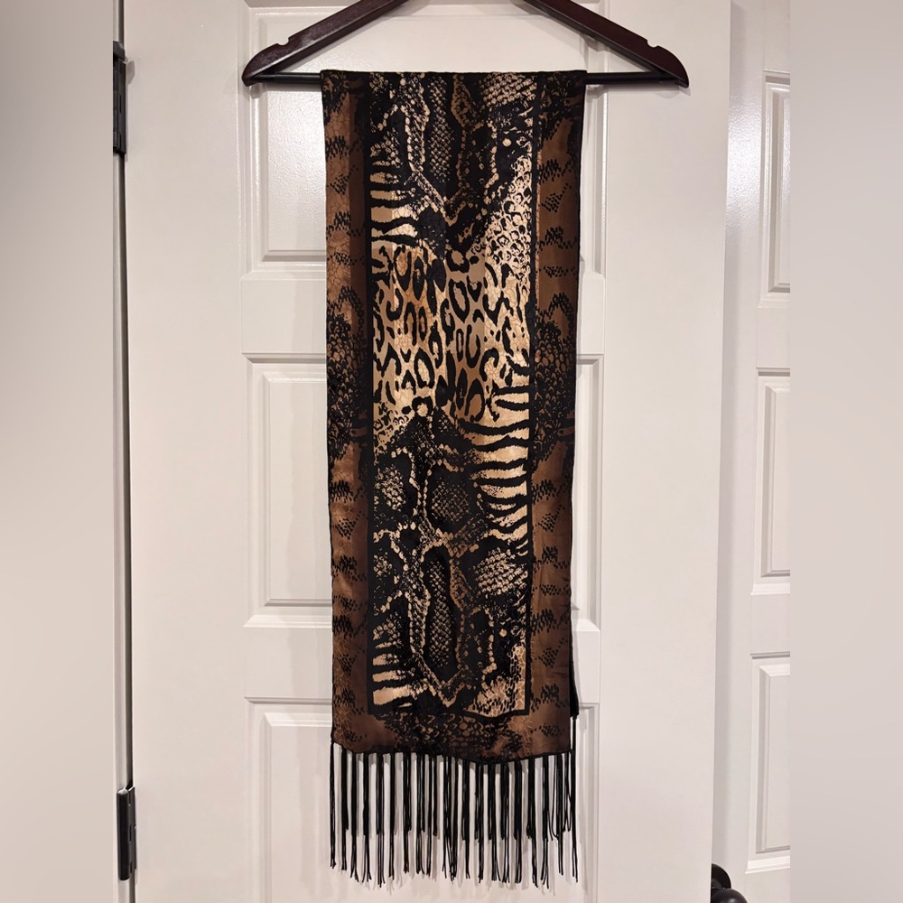 Silk and velvet scarf